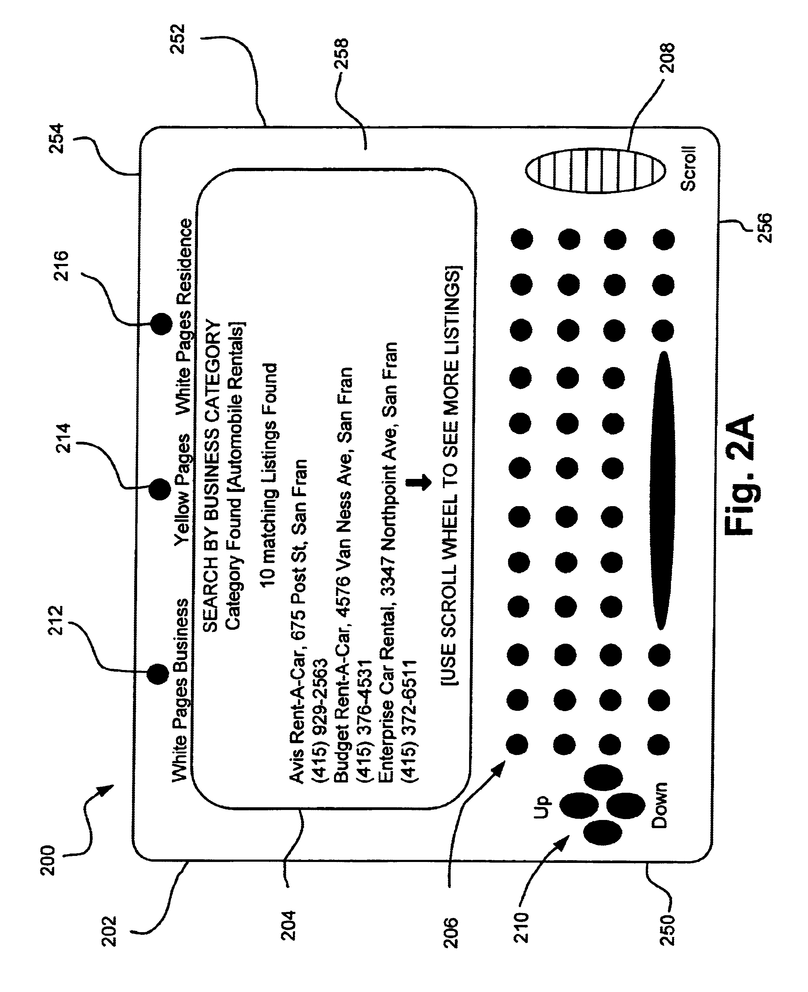 Portable device for storing and searching telephone listings, and method and computer program product for transmitting telephone information to a portable device