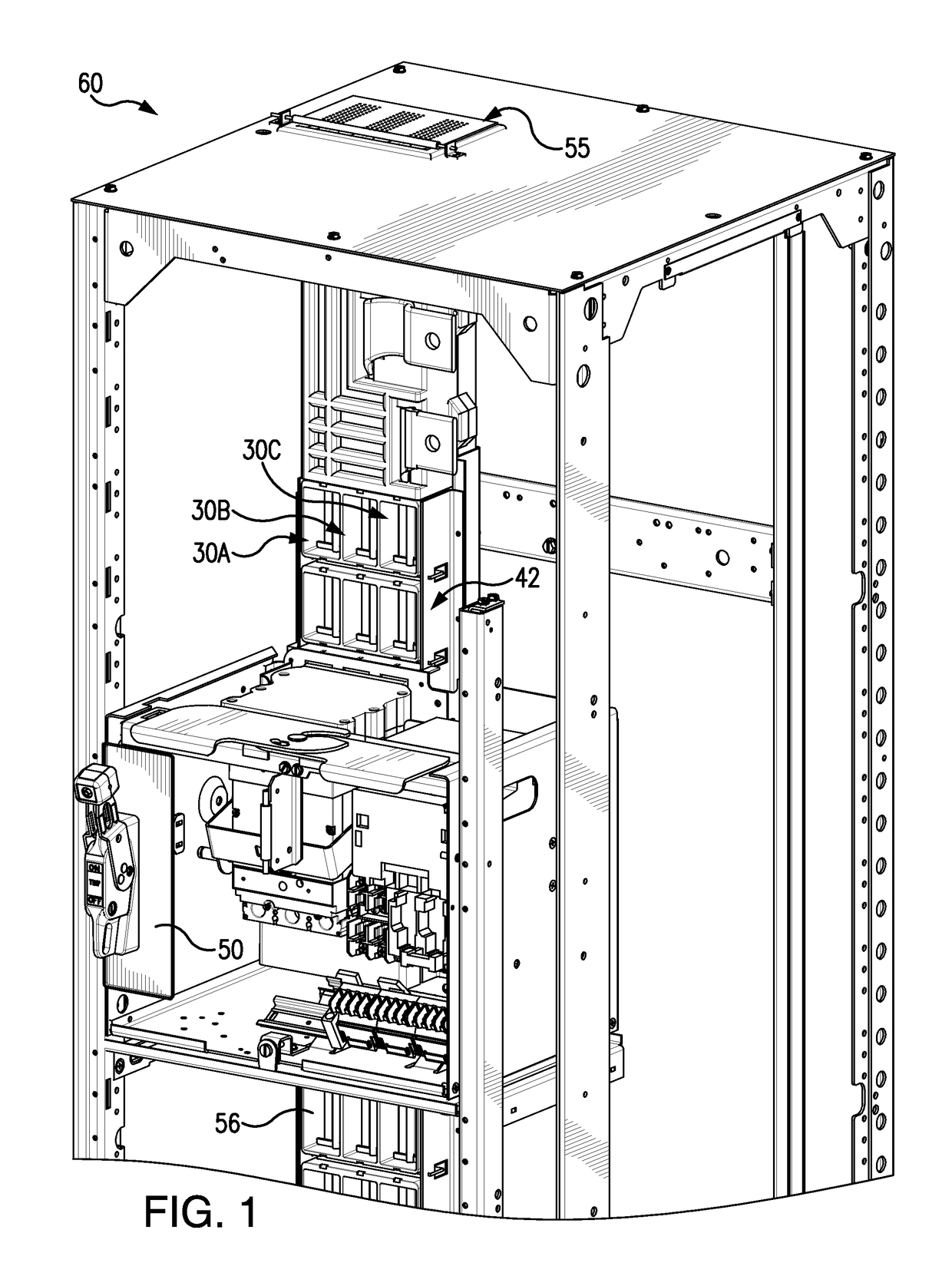 Passive arc control with sequestered phases in a vertical bus system of a motor control center