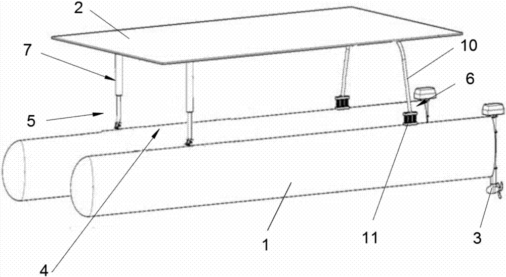 Platform with stability enhanced by using catamaran