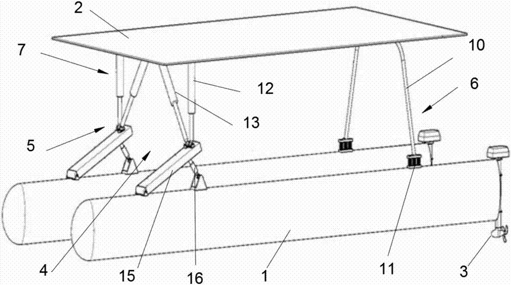 Platform with stability enhanced by using catamaran