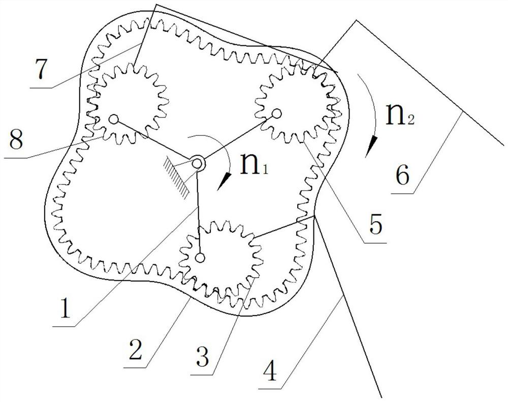 Two-degree-of-freedom unequal-speed gear train transplanting mechanism and method