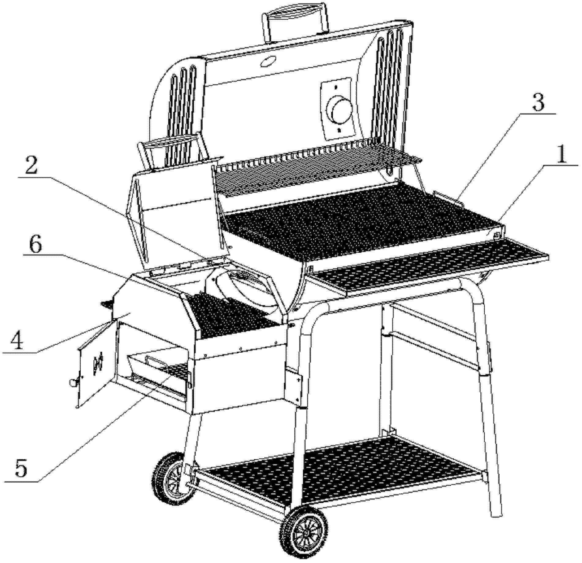 Outdoor barbecue furnace with side furnace