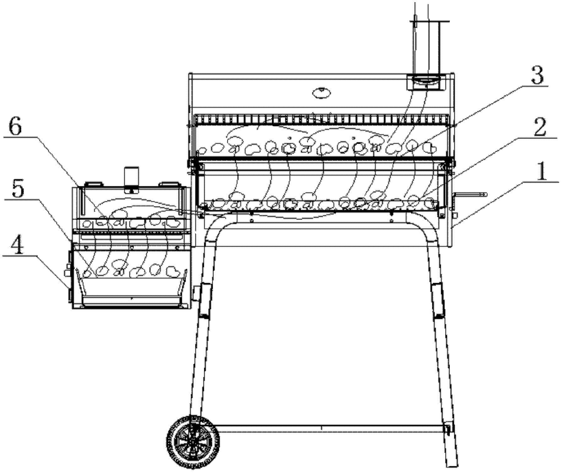 Outdoor barbecue furnace with side furnace