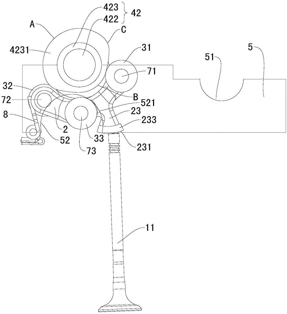 Valve train for engine and vehicle with same