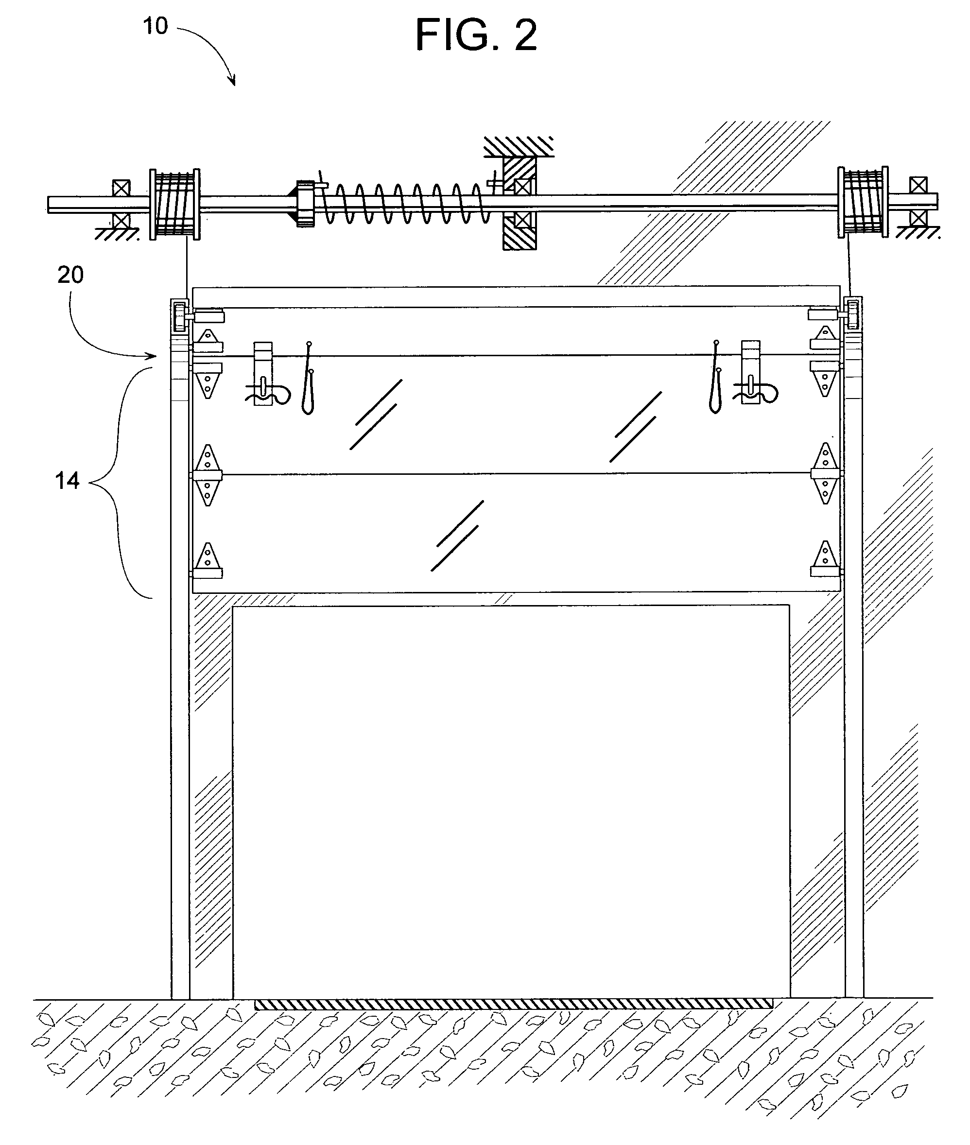 Vertically movable door with safety barrier