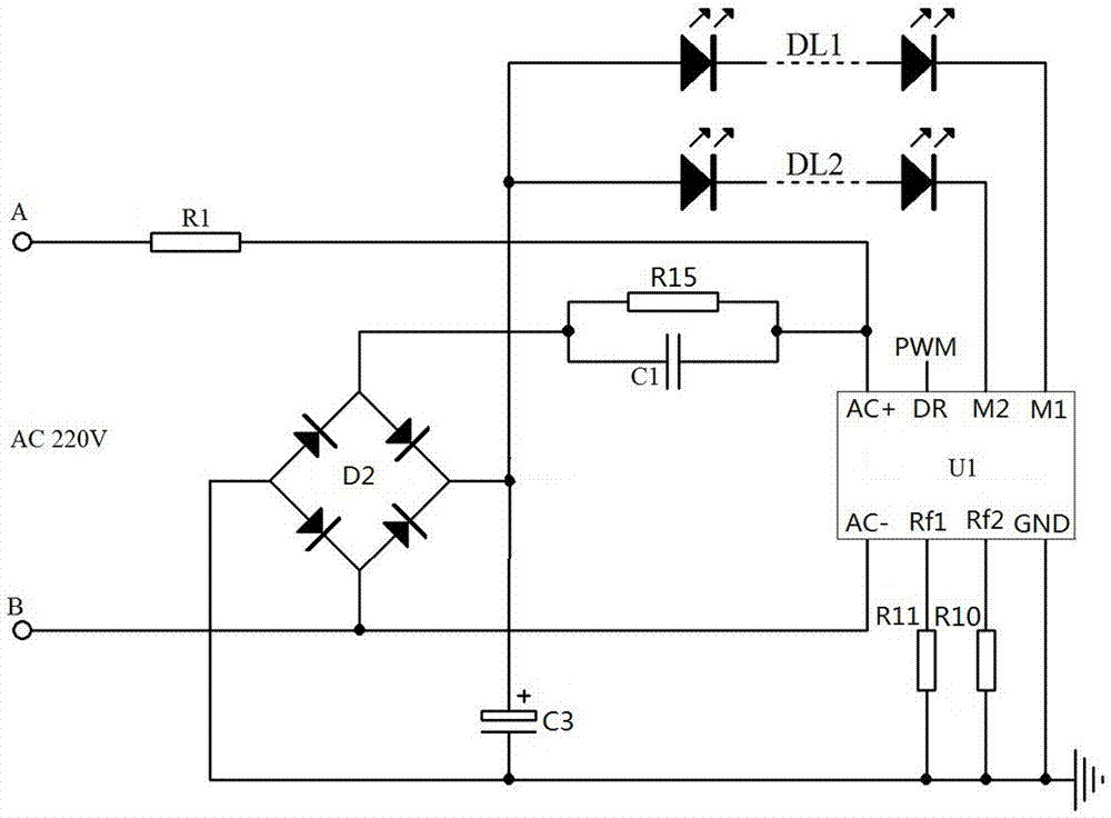 Small and medium power led high power factor drive circuit