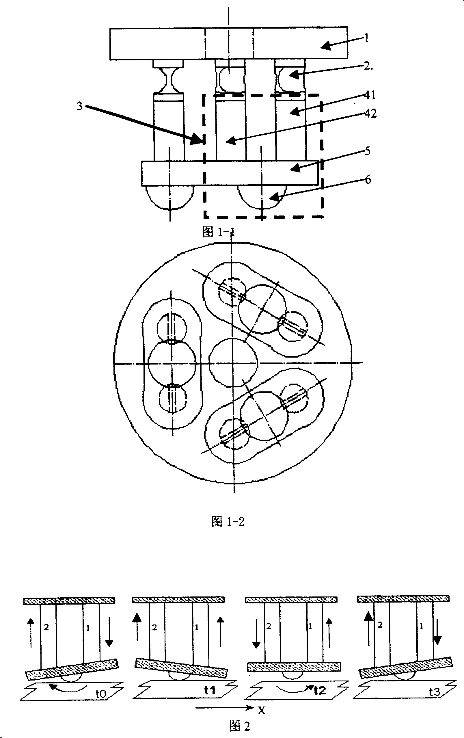 Stepping omnibearing nano moving platform and control system control