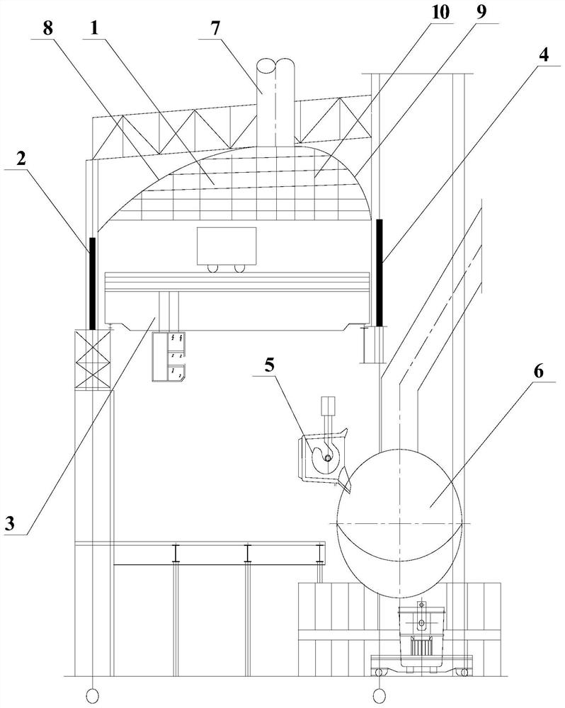 Dust hood and converter three-time dust removal system thereof
