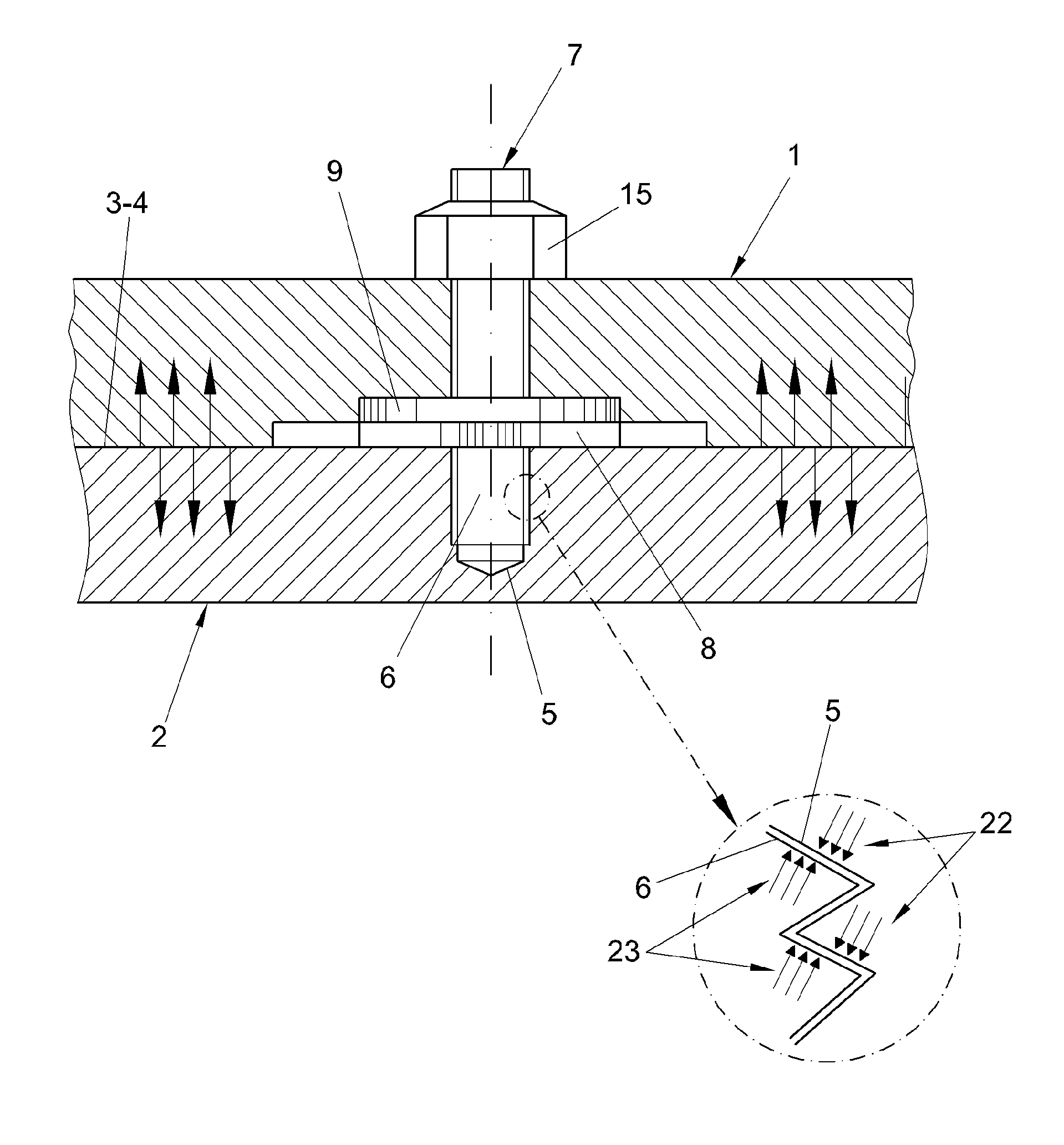 System for the detachable connection of thick parts