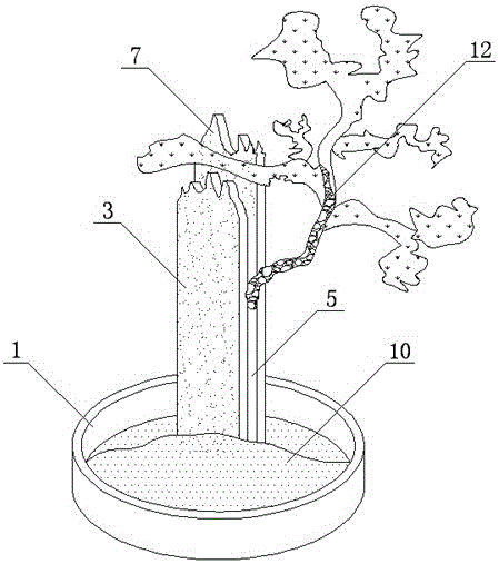 Bonsai of trees and rocks as well as manufacturing and cultivation methods of bonsai of trees and rocks