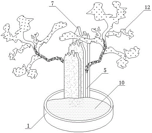 Bonsai of trees and rocks as well as manufacturing and cultivation methods of bonsai of trees and rocks