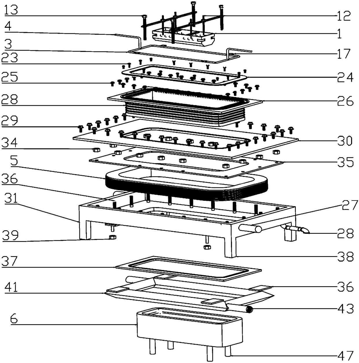 Large-gauge magnesium alloy long and flat ingot semicontinuous casting device