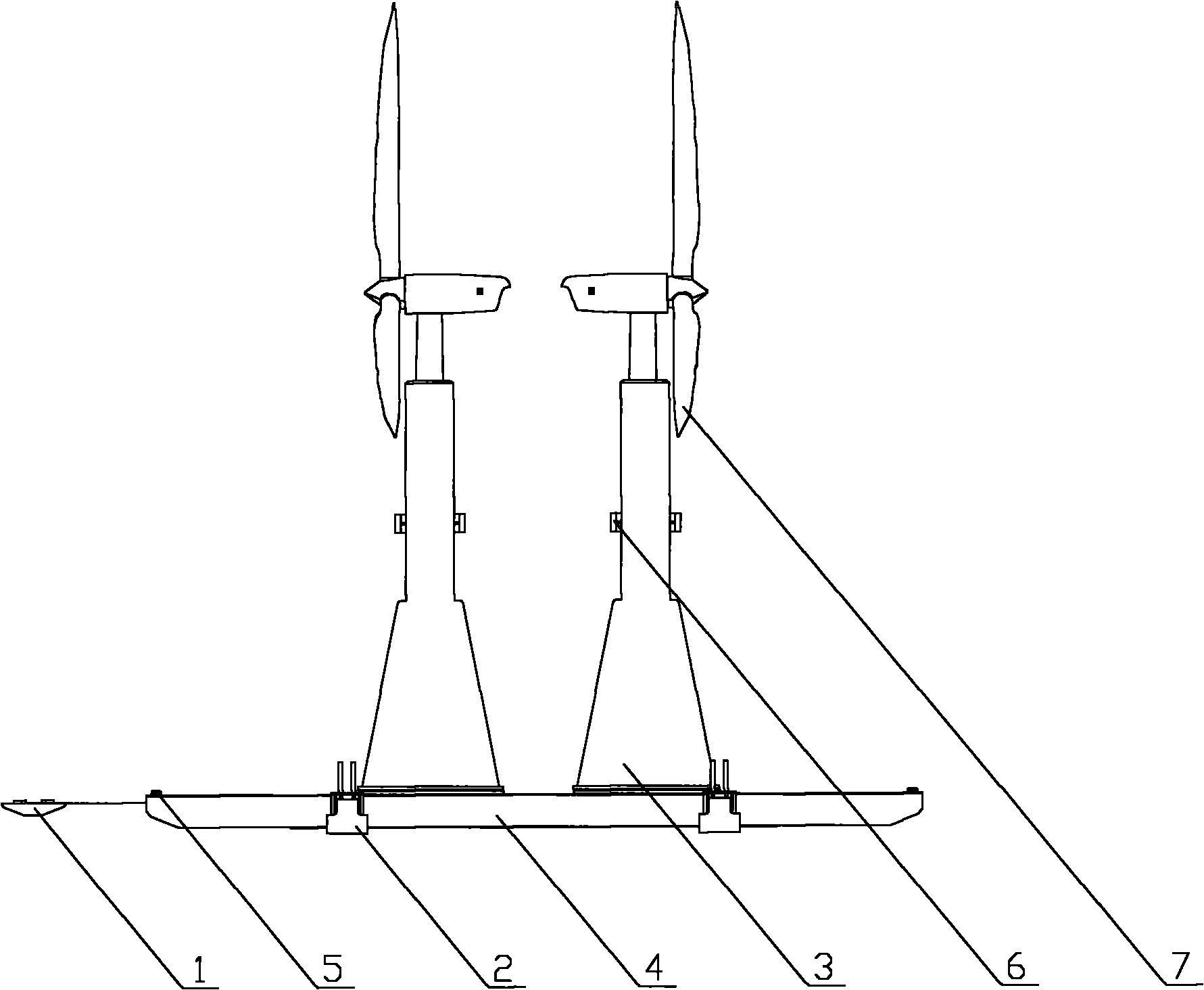 Wind turbine installation vessel and gravity center adjusting devices for same