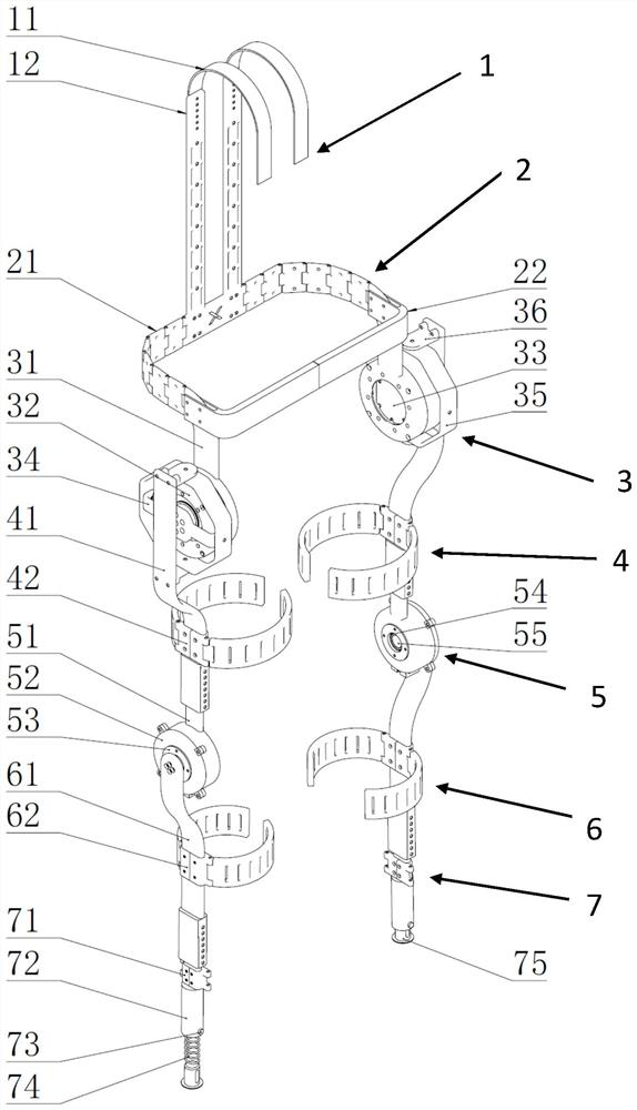 Hip joint assistance exoskeleton system capable of realizing auxiliary supporting of loads