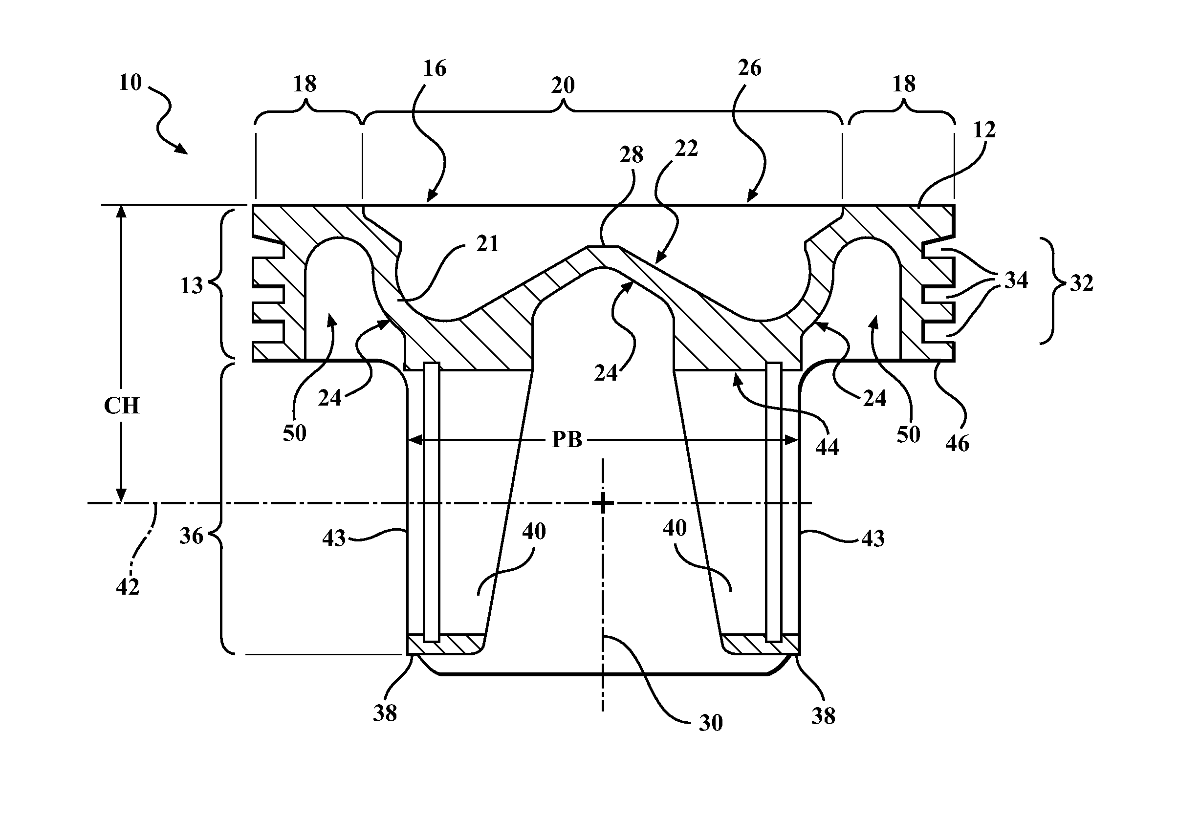 Monolithic, galleryless piston and method of construction thereof