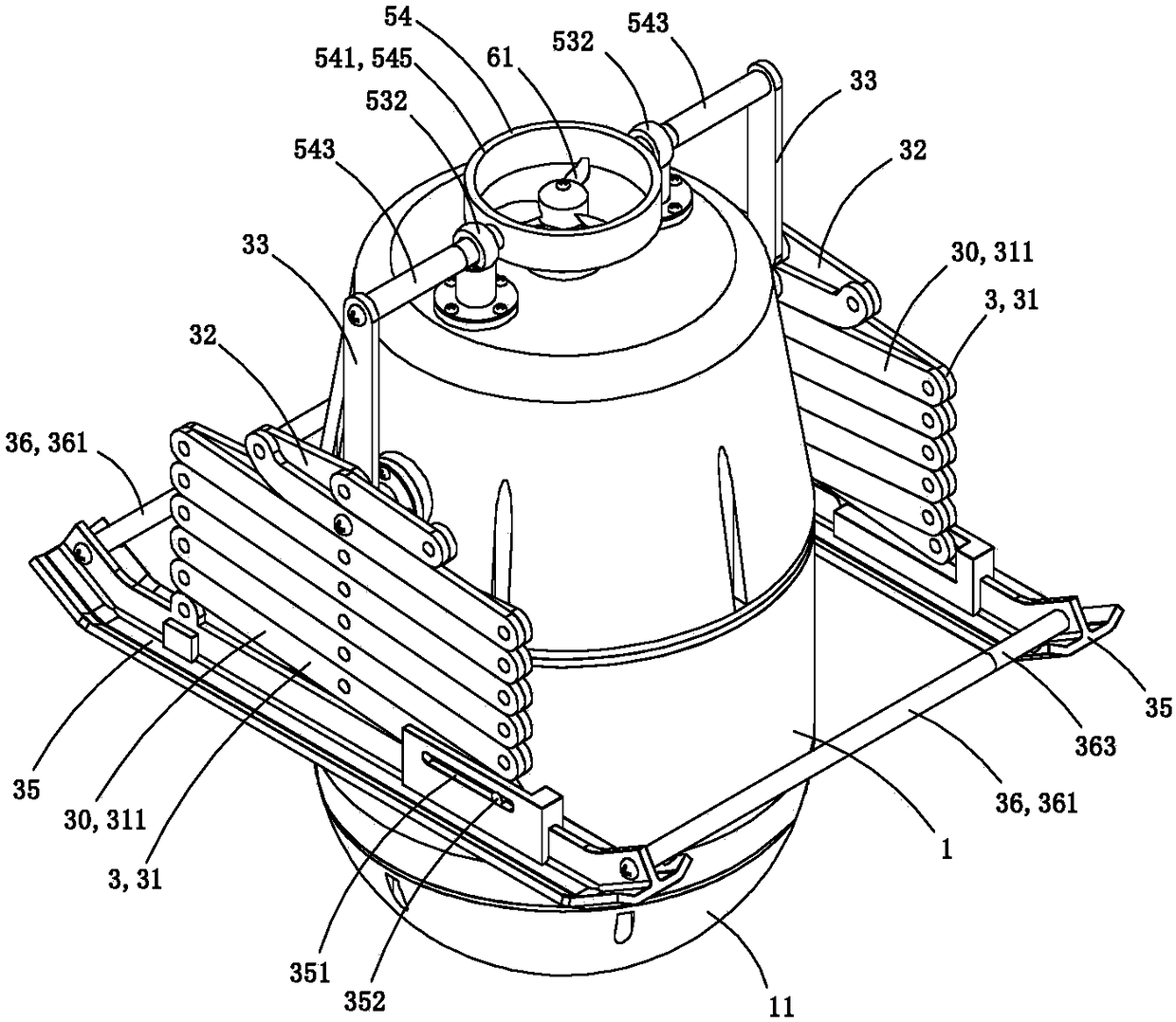 A lifting type folding underwater robot