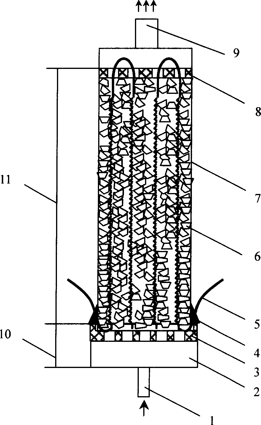 Filling bed type gas electrically heating device