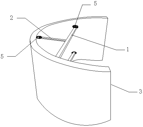 Supporting structure in arc end of U-shaped GRG decorative sheet