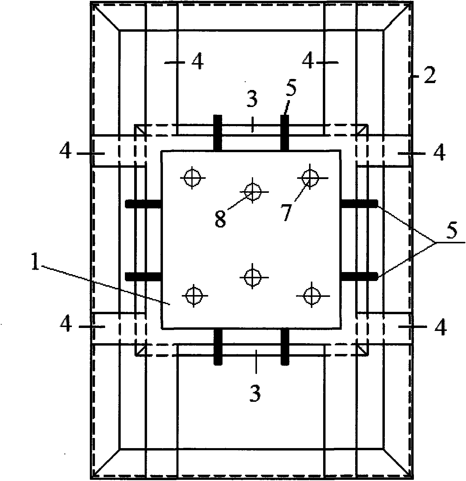 Two-way cutter point support centring and levelling test device