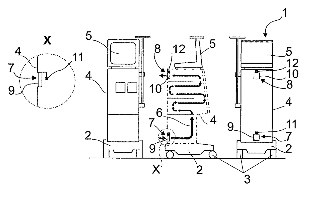 Extracorporeal blood treatment machine comprising leakage detection and method of detecting leakages in dialysis fluid systems