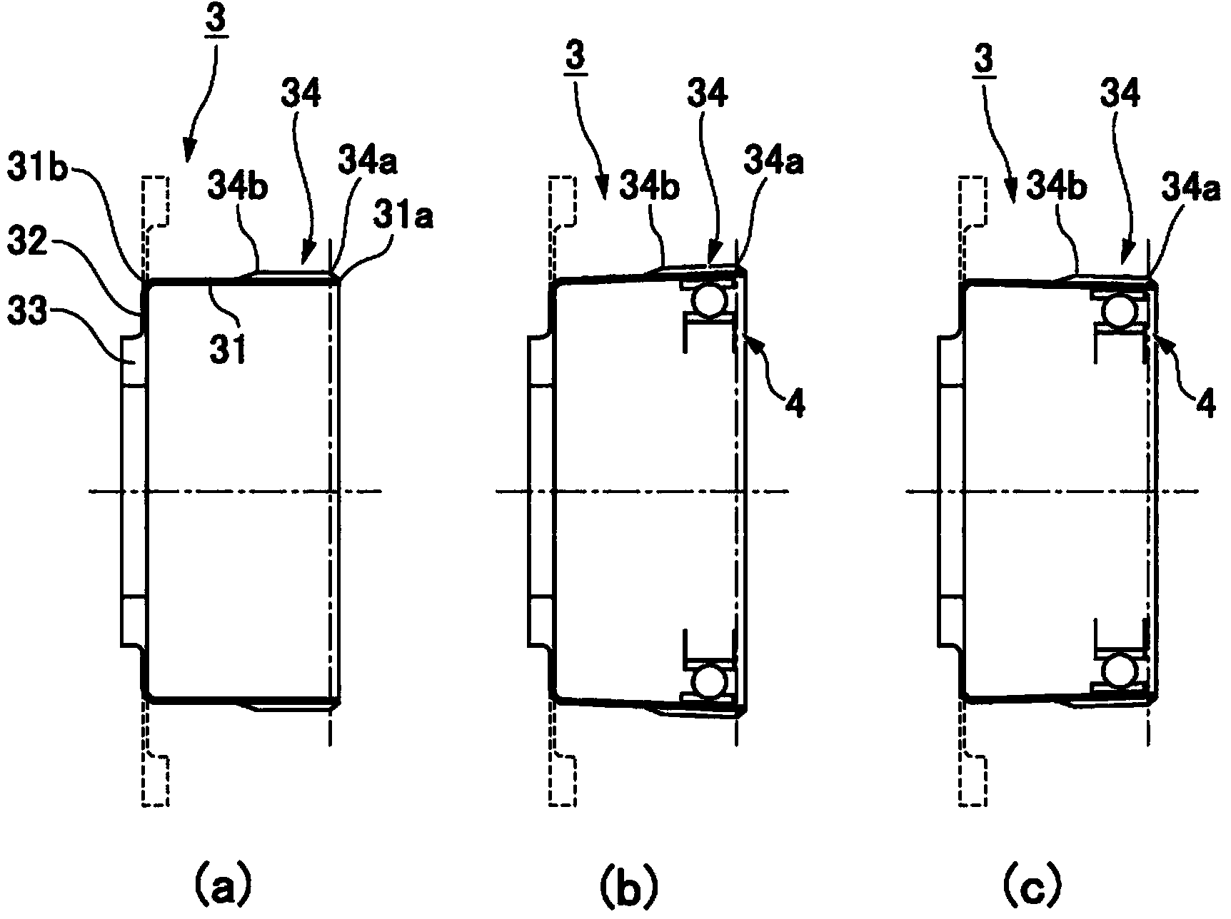 Wave gear device having tapered flexible external gear