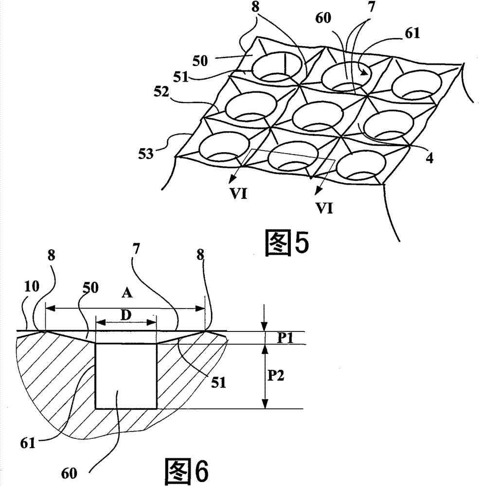 Surface state of the tread of a tyre