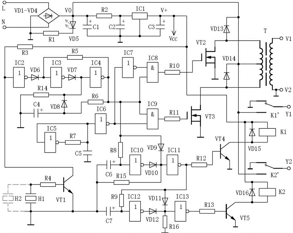 Electronic circuit for cockroach killing device