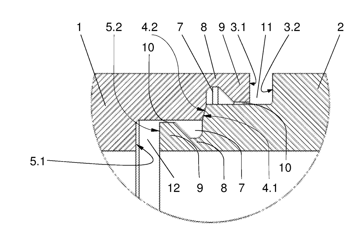 Joint-site structure for components to be connected by means of overlap friction welding, and method for connecting components by means of friction welding