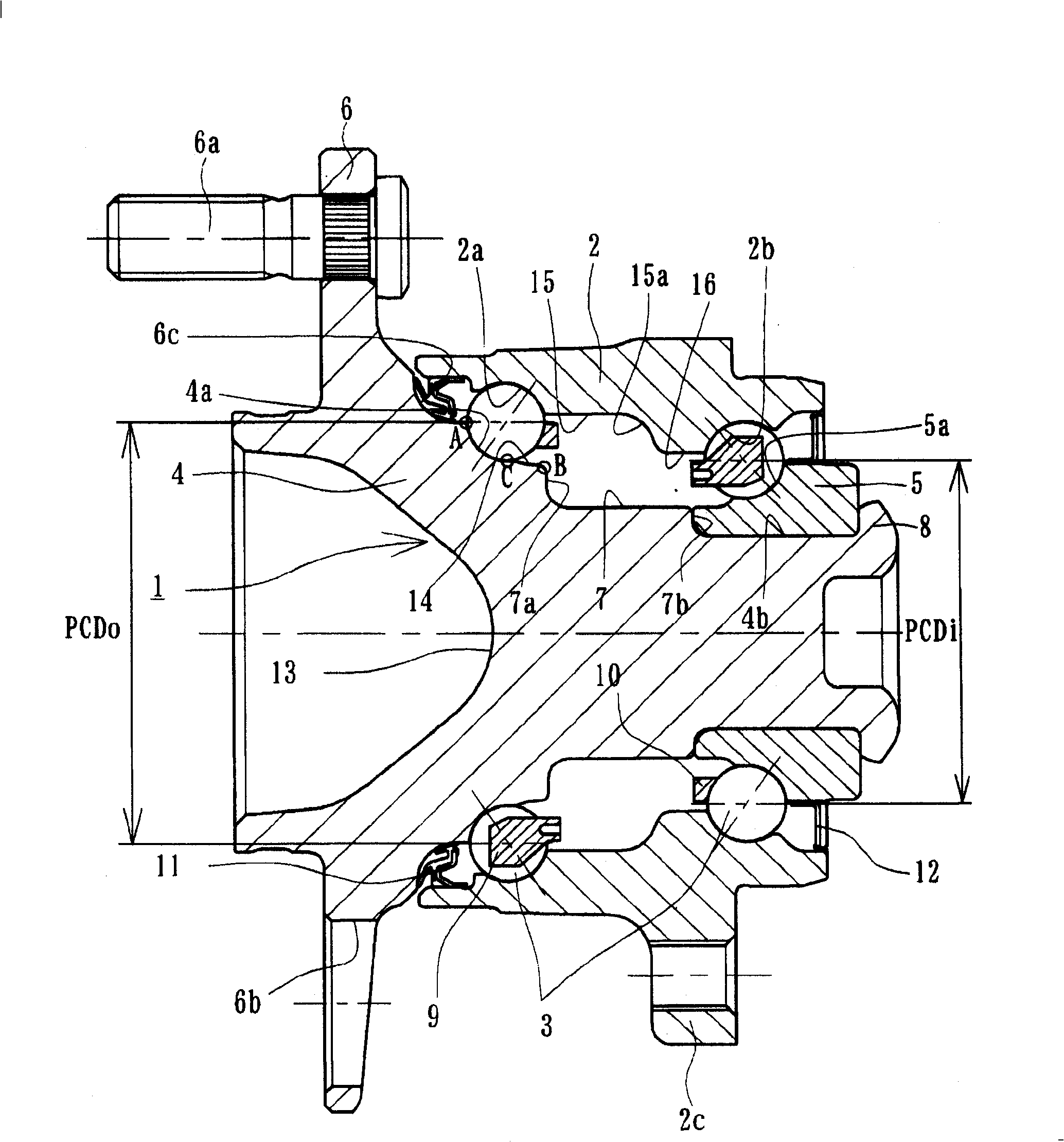 Bearing device for wheel