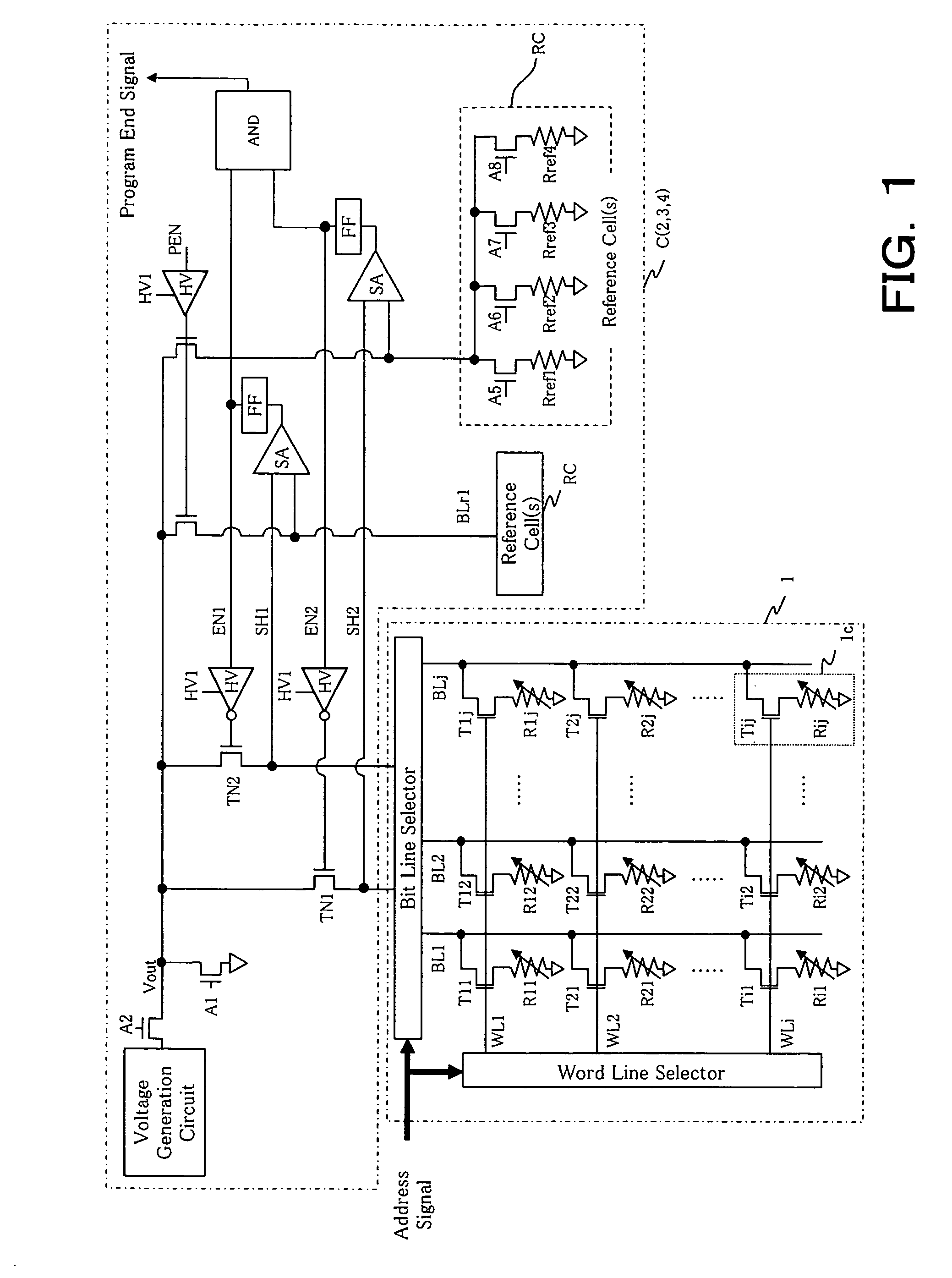 Semiconductor memory device and method for programming and erasing a memory cell