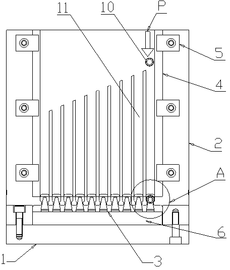 Automatic arranging and falling device for metal framework of valve oil seal