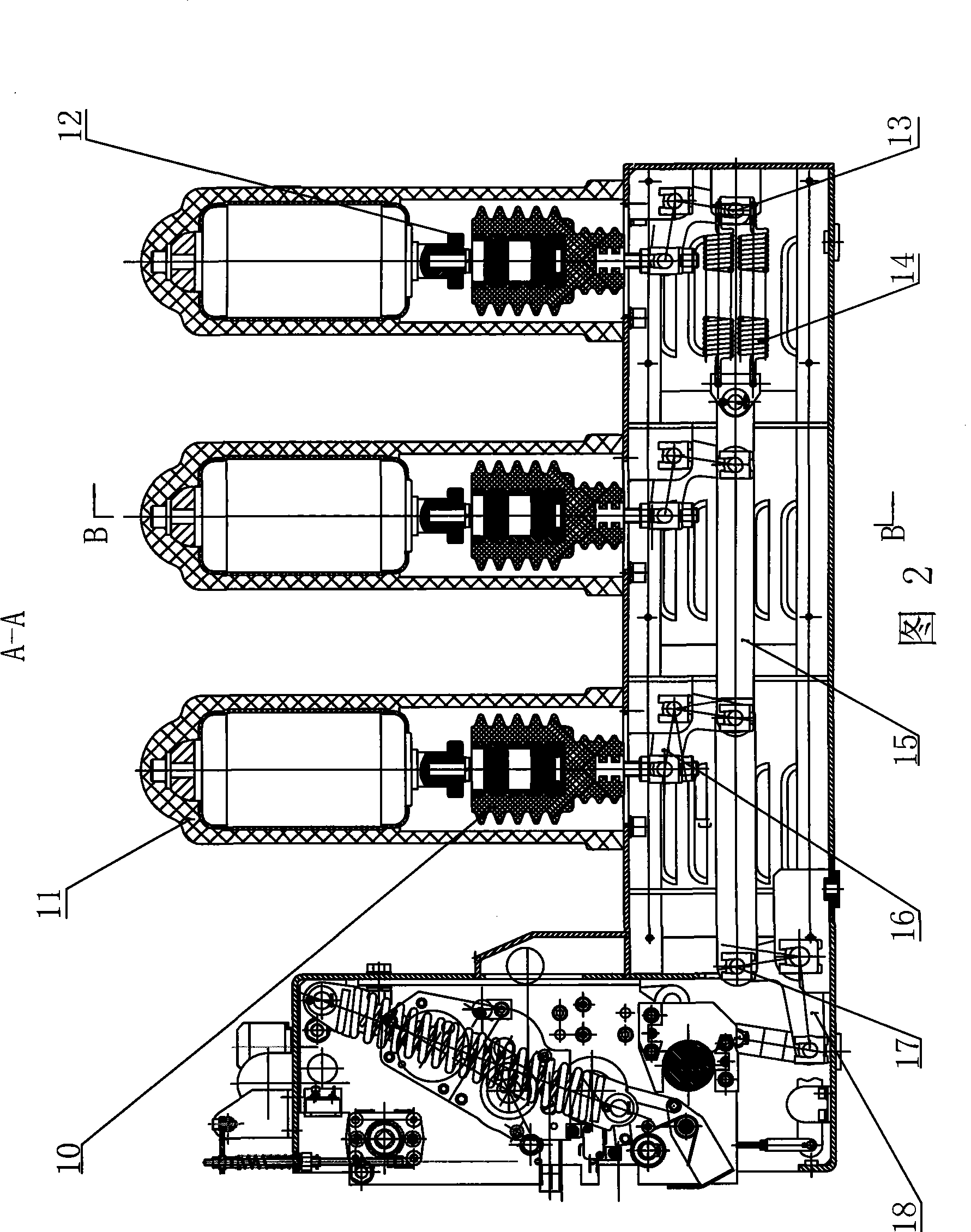 Fixed side-installed vacuum circuit breaker