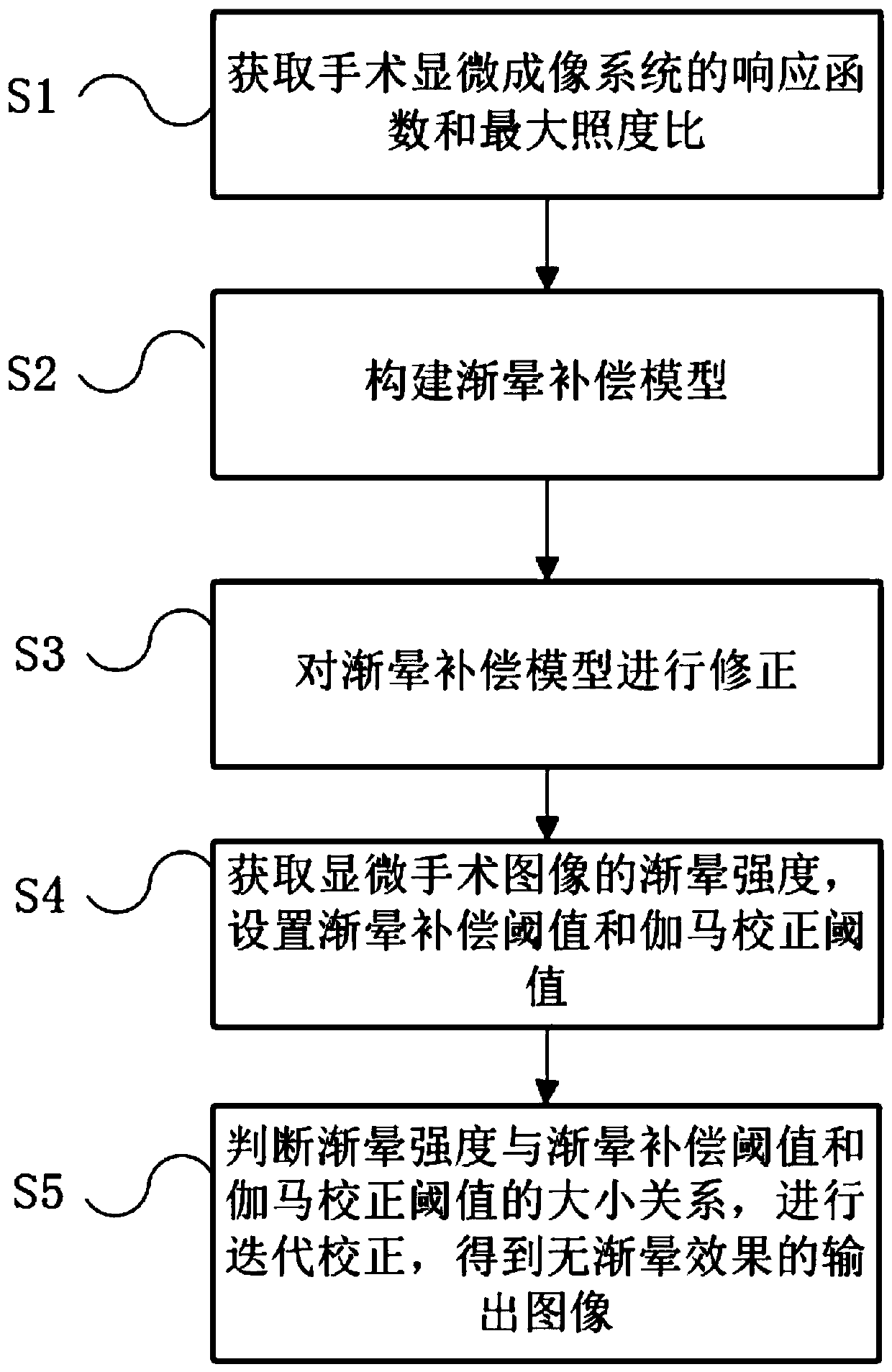 Method for eliminating vignetting phenomenon in surgical microimaging