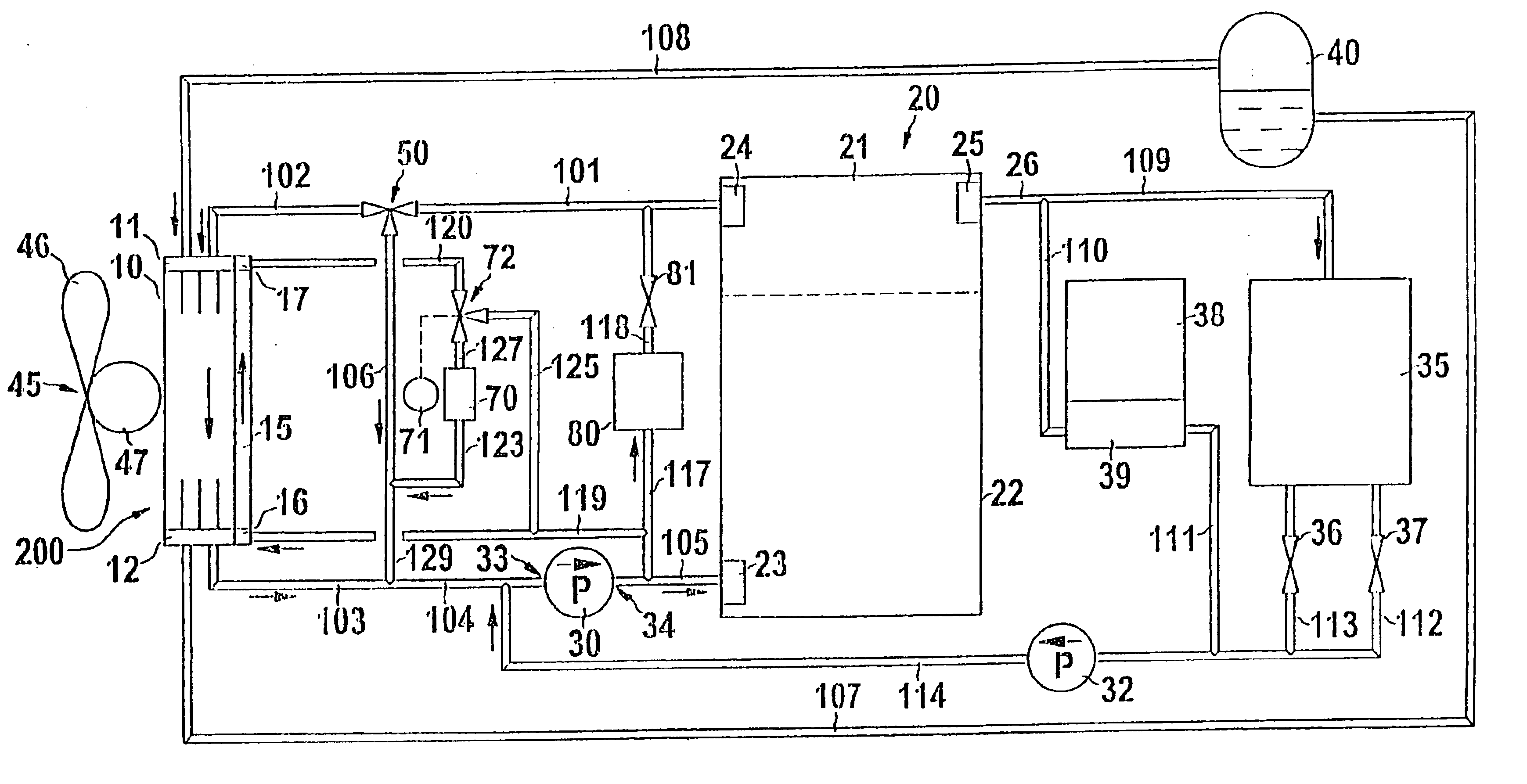 Device for cooling and heating a motor vehicle