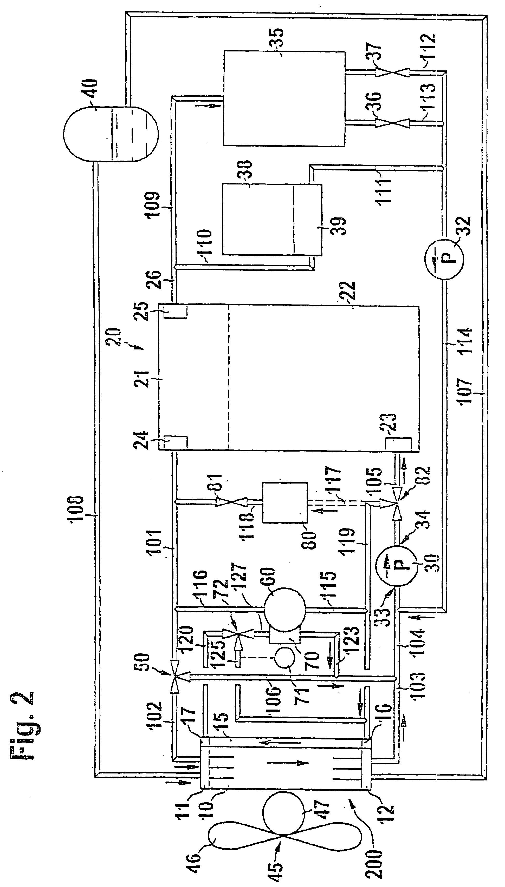 Device for cooling and heating a motor vehicle