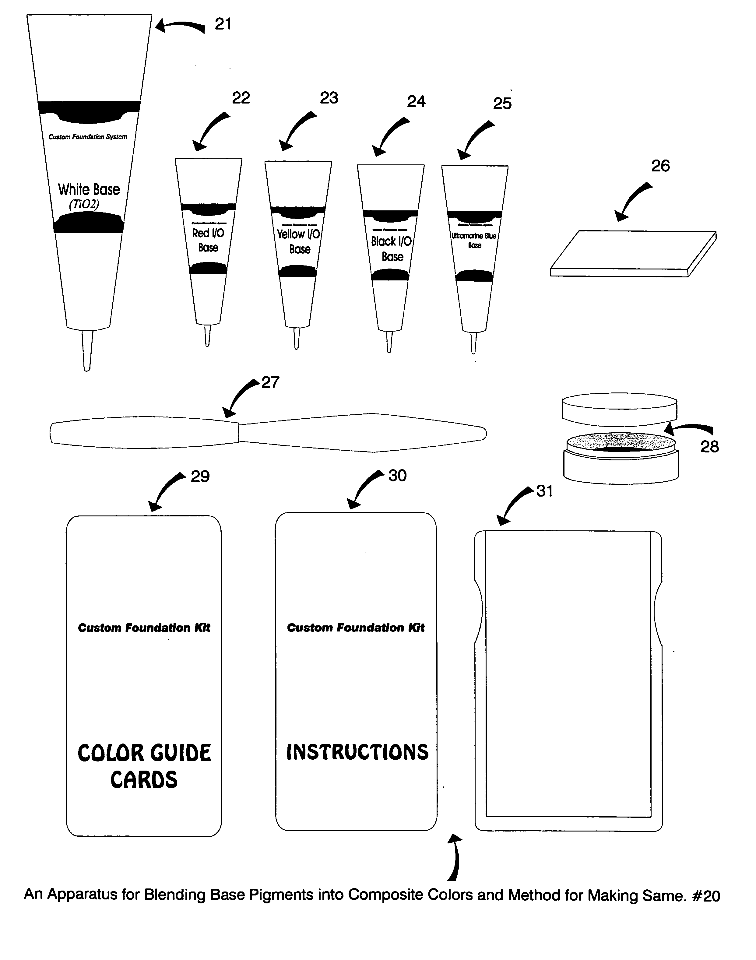 Apparatus for blending base pigments into composite colors and method for making same