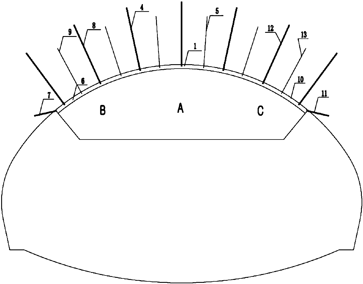 Super-long span tunnel excavation and support construction method