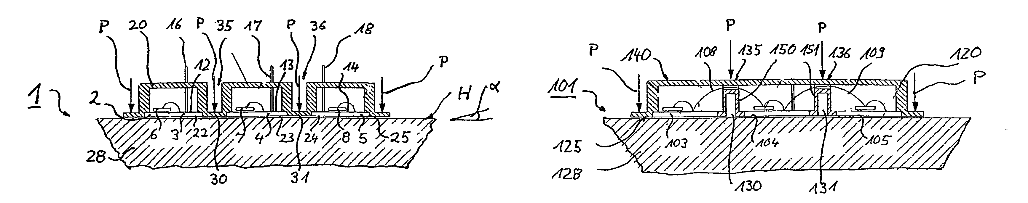 Power semiconductor module comprising elastic housing for accommodating movement of individual substrate regions on a heat sink