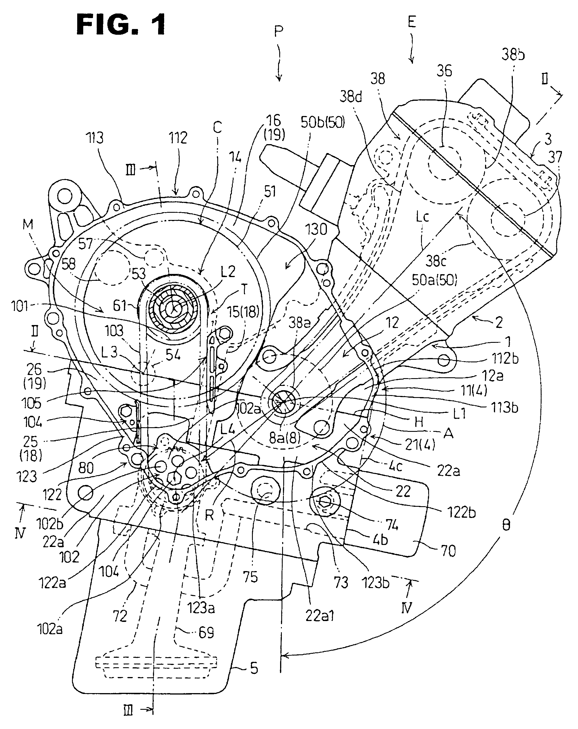 Power unit having crankcase to which auxiliary machine is fitted, and motorcycle having power unit