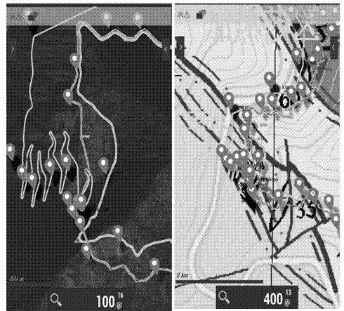 Method for geological navigation and geological mapping through portable intelligent device based on Andriod