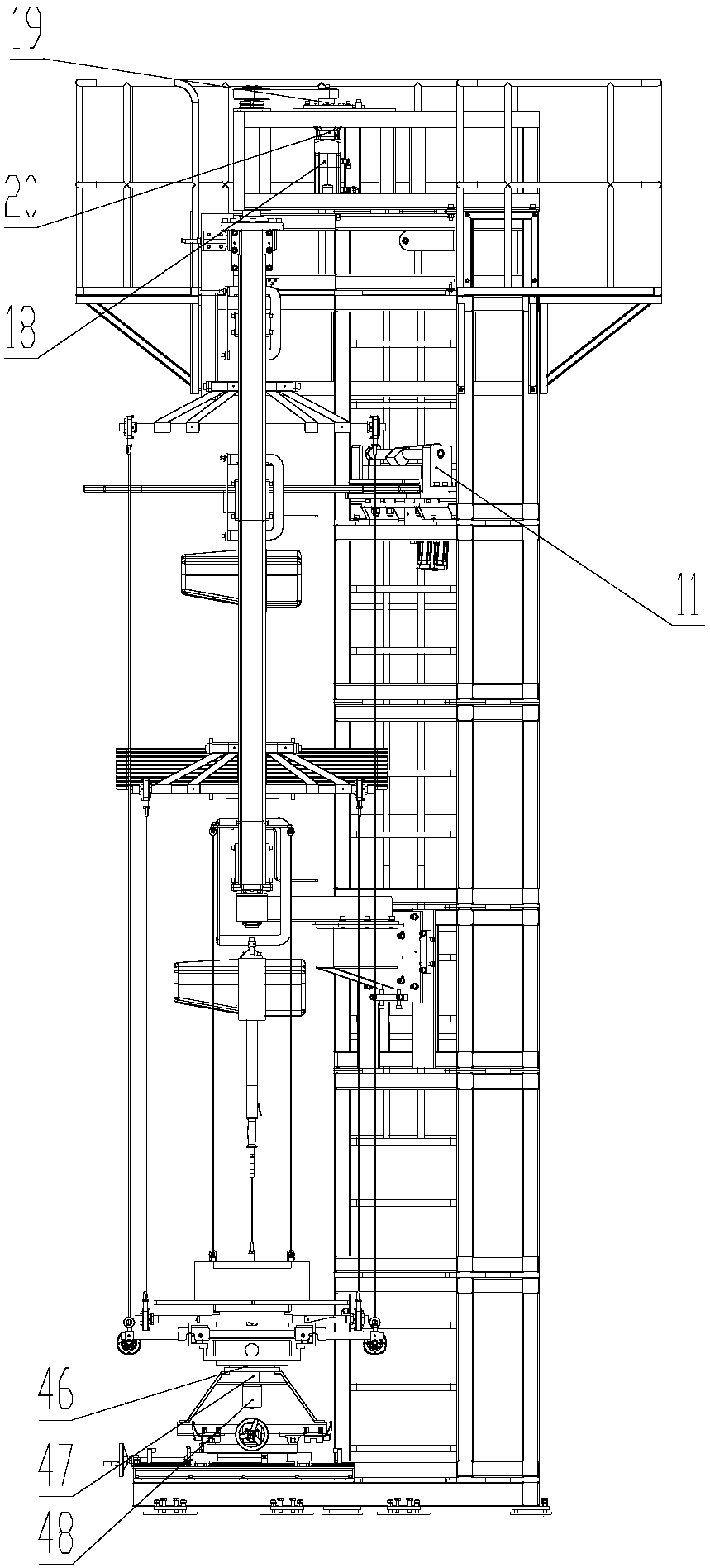 A microgravity two-degree-of-freedom follow-up balance suspension and transfer device