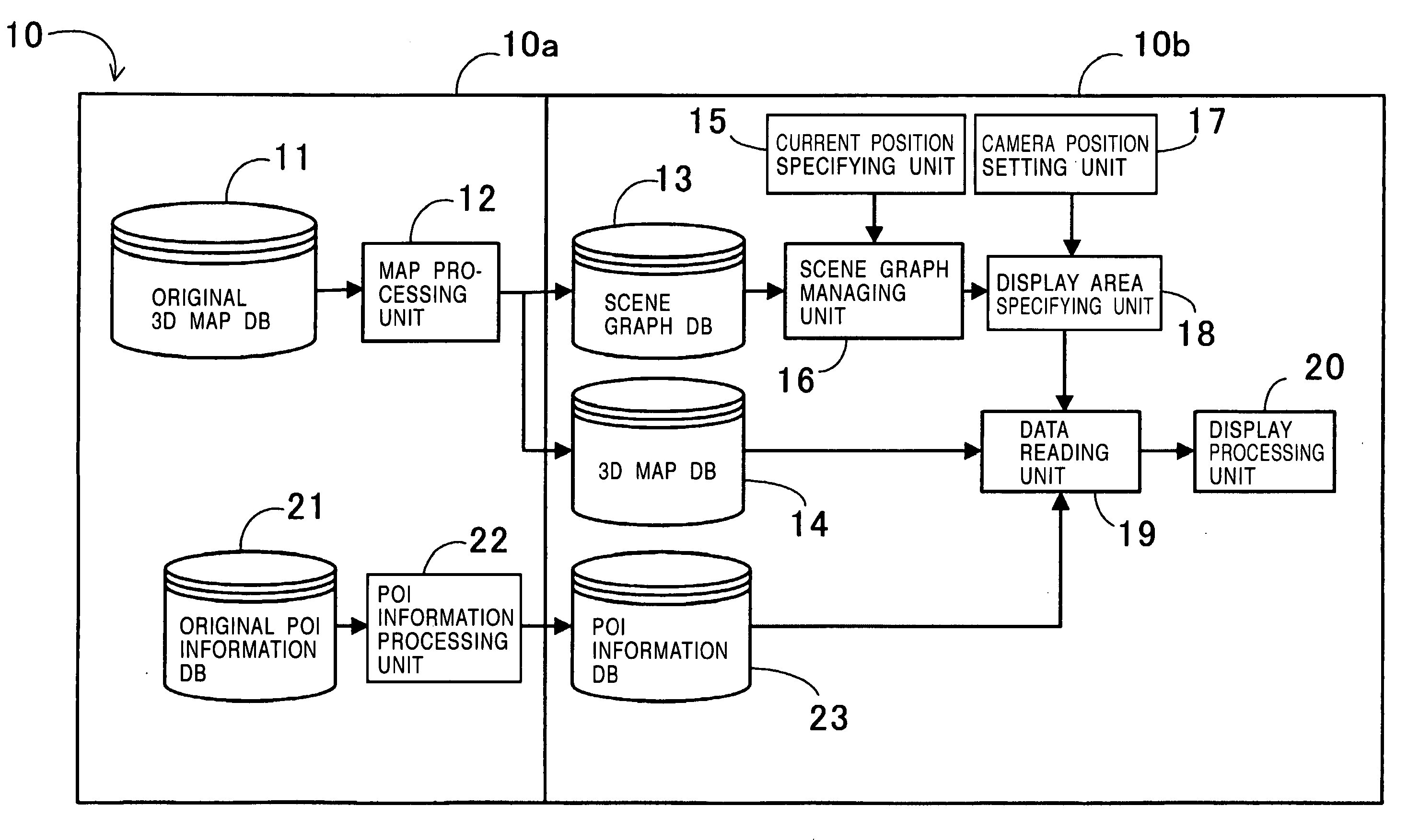 Map display system, map data processing apparatus, map display apparatus, and map display method