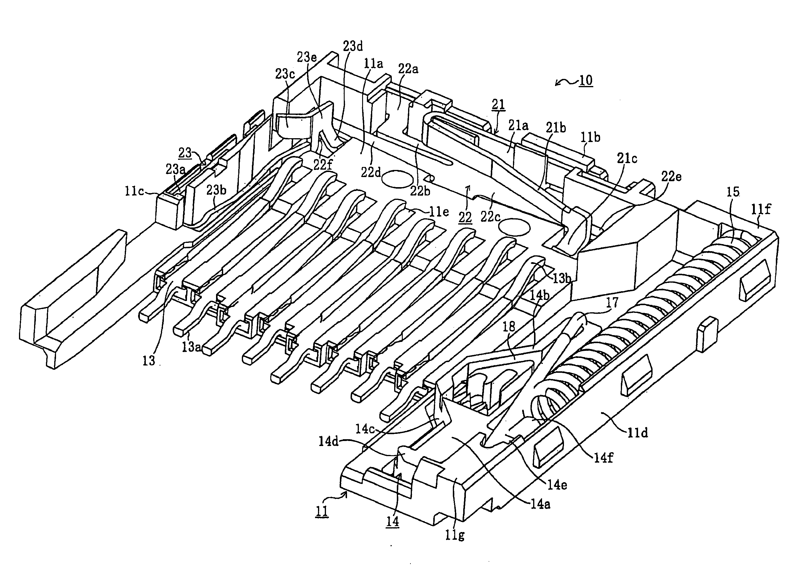 Card connector with double cam