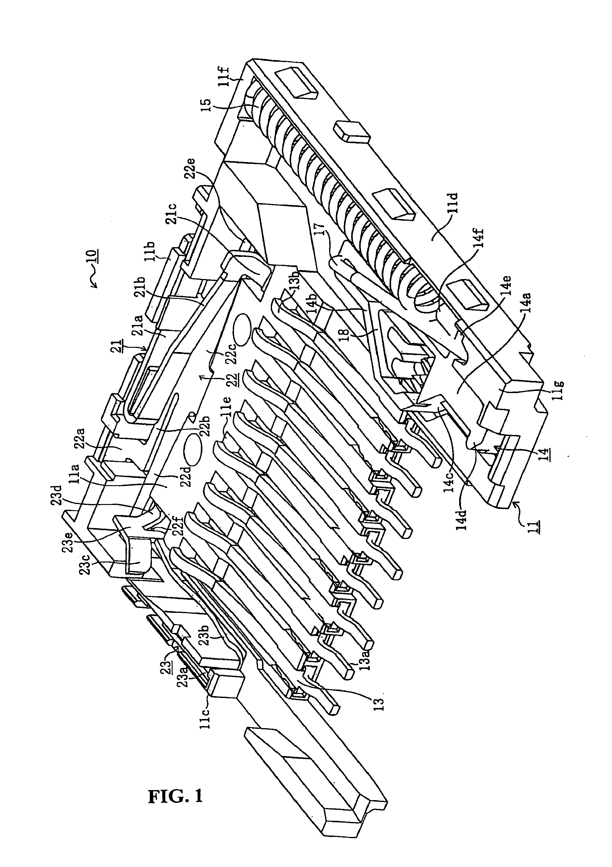 Card connector with double cam