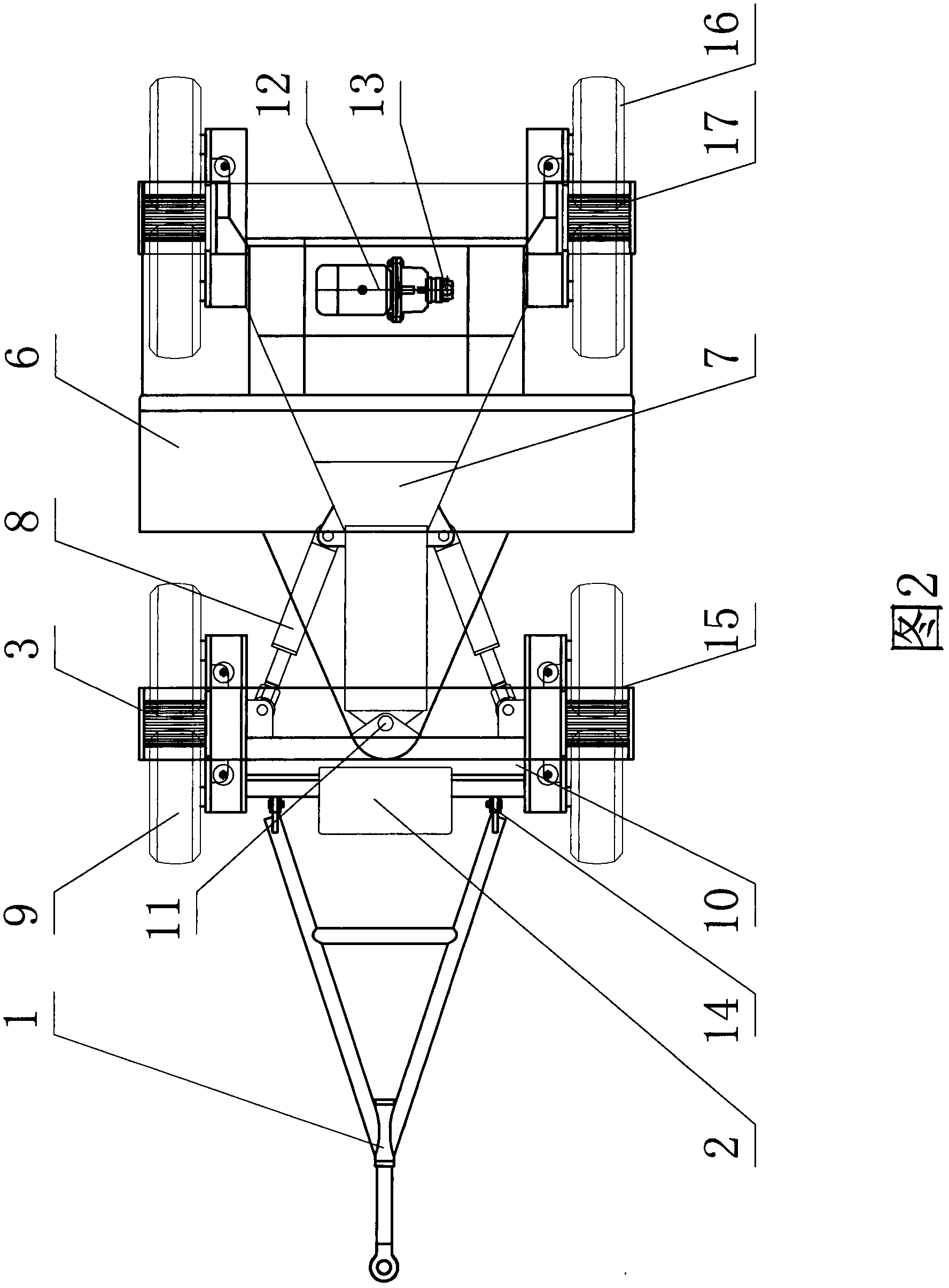 Fully friction-driven eight-wheel towing vehicle