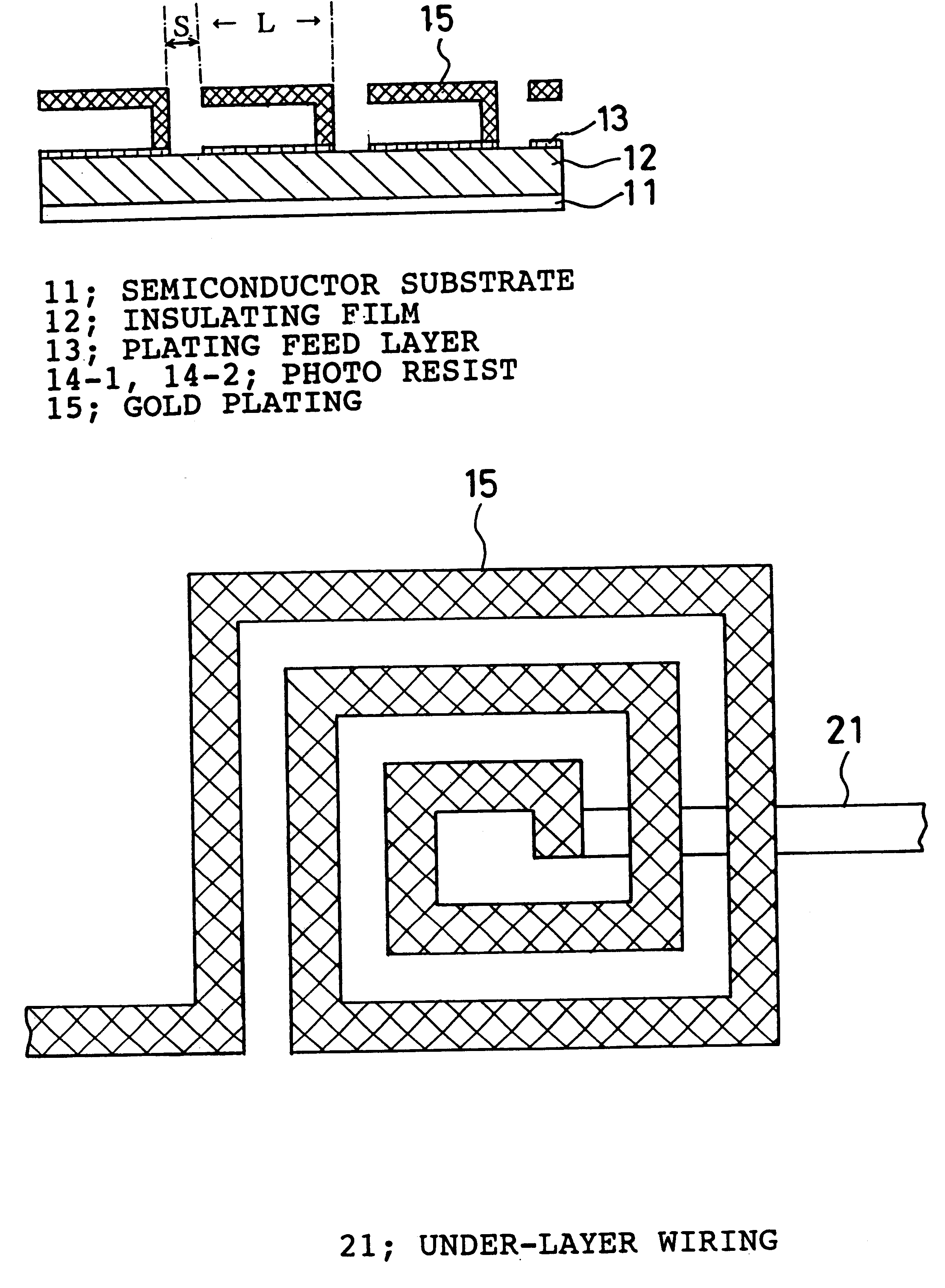 Semiconductor device having micro-wires designed for reduced capacitive coupling