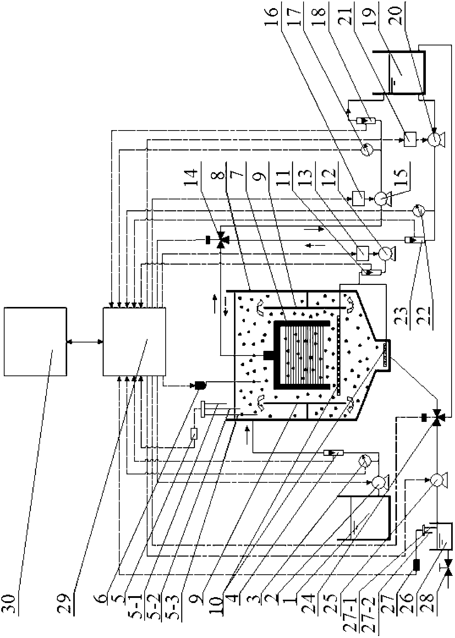 Combined self-control membrane bioreactor and method for treating low-temperature low-turbidity high-chroma high-ammonia nitrogen source water using same