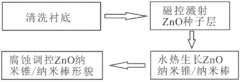 Method for preparation and regulation of surface-roughness ZnO nano-cone or nanorod array