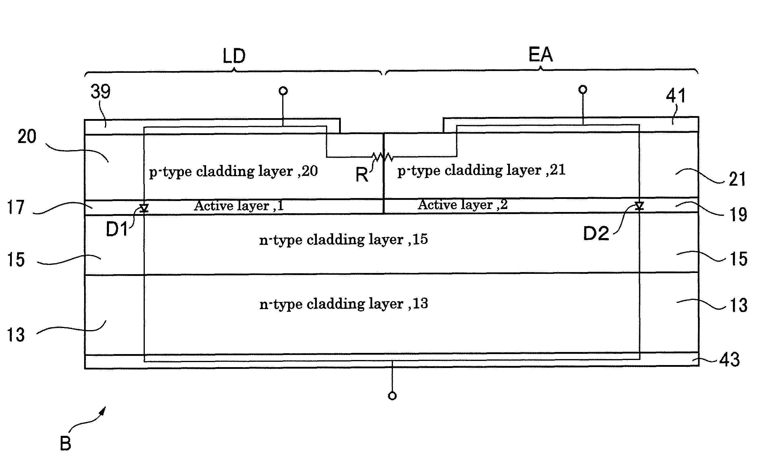 Integrated semiconductor optical device and optical apparatus using the same