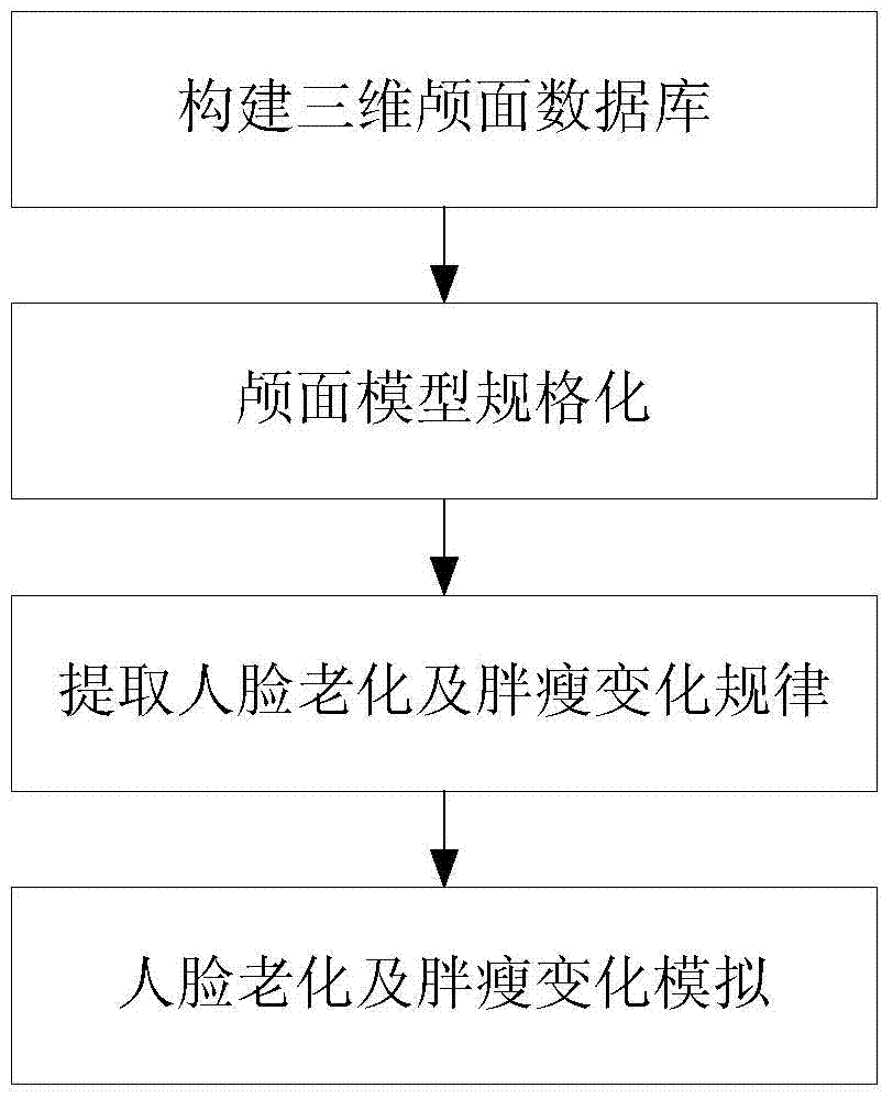 Three-dimensional human face change simulation method